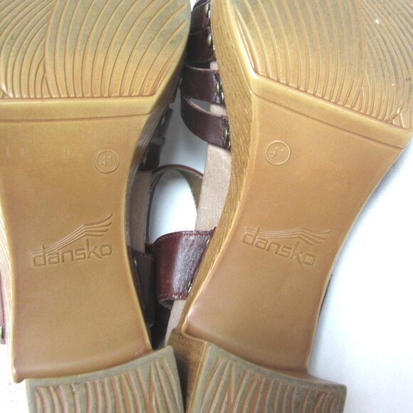 Dansko Dawson 41 US 10.5 11 Reddish Brown Vintage Ruby Platform Sandals Heels - Picture 10 of 12